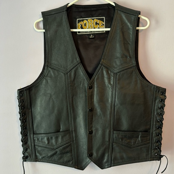 Force - Genuine Leather Riding Vest Harley March of Dimes Ride - Mens Large - Picture 1 of 7